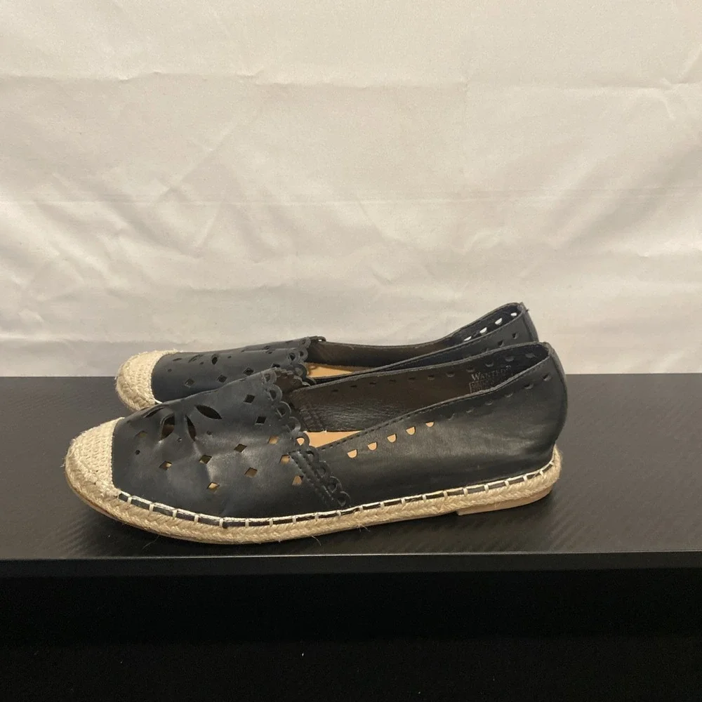 Wanted Black Espadrilles Flat with Floral Cutouts Size 10